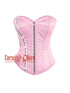 Light Pink Satin Overbust Zipper Corset Bustier Steel Boned Curvy Costume