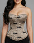 Black Bats Printed Rusty Satin Overbust Corset Top Gothic Costume For Women