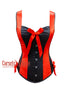 Red and Black Striped Overbust Corset with Shoulder Straps Pirate Cosplay Costume