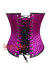 Purple Satin & Black Leather Corset – Steampunk Waist Trainer for Women