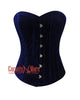 Navy Blue Crushed Velvet Corset – Gothic Overbust Bustier Top