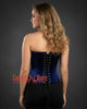 Navy Blue Crushed Velvet Corset – Gothic Overbust Bustier Top