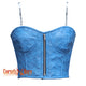 Blue Faux Leather Steampunk Gothic Bustier Crop Overbust Corset Valentine Top