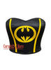 Yellow and Black Satin Bat Bodice Costume Crop Style Overbust Corset