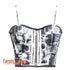 Dollars Print Cotton Corset Crop Top Gothic Overbust Bustier