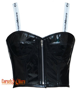 Black PVC Leather Crop Corset Gothic Costume