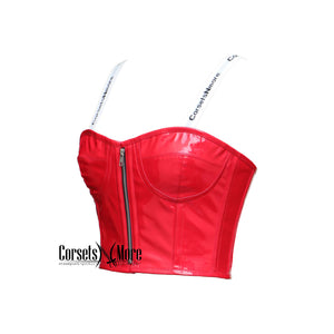 Red PVC Leather Crop Corset Gothic Waist Cincher Crop Costume