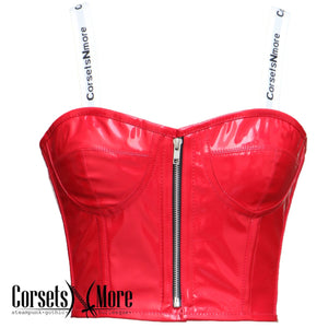 Red PVC Leather Crop Corset Gothic Waist Cincher Crop Costume