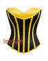 Yellow & Black Striped Satin Overbust Corset Burlesque Costume