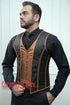 Royal Satin Brown And Black Brocade Authentic Steel Boned Men Corset Vest