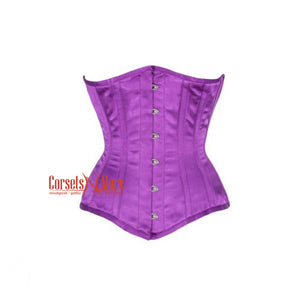 Purple Satin Burlesque Costume Underbust Plus Size Corset Waist Training Bustier