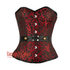 Red & Black Brocade Steel Busk Overbust Corset Top – Gothic Steampunk Bustier