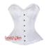 Plus Size White Satin Burlesque Double Bone Waist Training Costume Gothic Corset Overbust Top