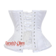 White Satin Burlesque Double Bone Lace Design Waist Training Costume Gothic Corset Overbust Top