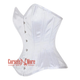 Plus Size White Satin Burlesque Double Bone Waist Cincher Costume Gothic Corset Overbust Top