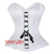 White Satin Burlesque Double Bone Front Lace Waist Training Costume Gothic Corset Overbust Top