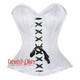 Plus Size White Satin Burlesque Double Bone Front Lace Waist Training Costume Gothic Corset Overbust Top