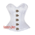 Plus Size White Satin Burlesque Double Bone Antique Clasps Waist Training Costume Gothic Corset Overbust Top