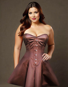 blue dress for baby girl Vedette Brown Ruched Corset Maxi Dress (Without Gloves), S / Brown main image 1