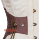 Plus Size Ivory And White Brocade Brown Leather Steampunk Underbust Corset
