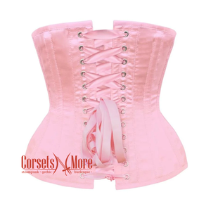 Baby Pink Satin Burlesque Gothic Waist Training Underbust Corset