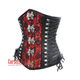 Plus Size Black And Red Satin Net Overlay Gothic Waist Training Steampunk Underbust Corset