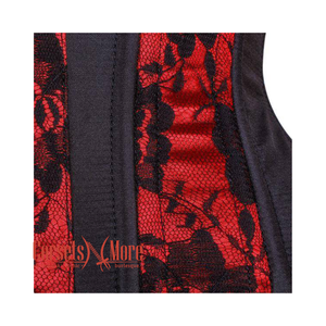 Plus Size  Red Satin Net Overlay Gothic Waist Training Steampunk Underbust Corset