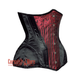 Red Brocade Black Satin Double Bone Burlesque Waist Training Underbust Corset