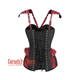 Plus Size  Black Brocade With Red Brocade Stripe On Shoulder Waist Training Steampunk Overbust Corset