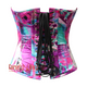 Plus Size Purple Printed Satin Gothic Waist Training Costume Overbust Corset