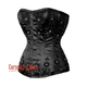 Plus Size Black Satin With Sequins Work Overbust Corset Top
