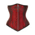 Red Brocade Double Boned Front Zipper Long Underbust Steampunk Corset