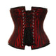 Plus Size Red Brocade Double Boned Long Underbust Steampunk Corset