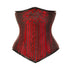 Red Brocade Double Boned Long Front Close Underbust Steampunk Corset