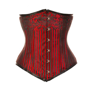 Plus Size Red Brocade Double Boned Waist Training Long Underbust Steampunk Corset