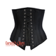 Plus Size Black Cotton Mesh Double Boned Front Close Long Underbust Steampunk Corset