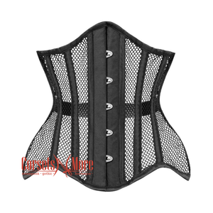 Plus Size Black Mesh Satin Gothic Net Waist Training Underbust Corset