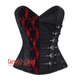 Plus Size Black Brocade Red Net Design Steampunk Overbust Gothic Waist Training Corset