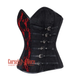 Plus Size Black Brocade Red Net Design Steampunk Overbust Gothic Waist Training Corset