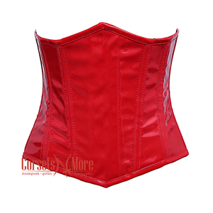 Red PVC Leather Front Close Underbust Steampunk Corset