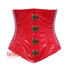 Plus Size Red PVC Leather Front V Shape Antique Clasps  Underbust Steampunk Corset