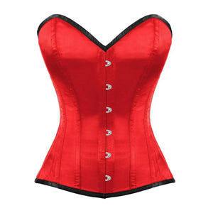 Red Satin Corset Gothic Overbust Waist Training Top