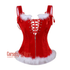 Plus Size Gothic Red Velvet Shoulder Strap Overbust Gothic Corset