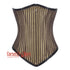 Plus Size Brown and Golden Brocade With Antique Zipper Gothic Long Underbust Waist Training Corset