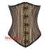 Brown and Golden Brocade With Front Clasps Gothic Long  Underbust Waist Training Corset