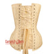 Ivory Brocade With Front Silver Busk Gothic Longline Overbust Waist Training Corset