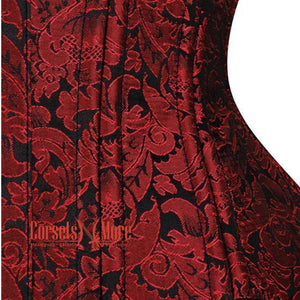 Red and Black Brocade With Front Clasps Gothic Underbust Waist Training Corset