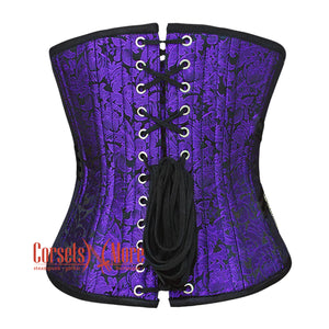 Purple and Black Brocade Gothic Underbust Waist Training Corset Top