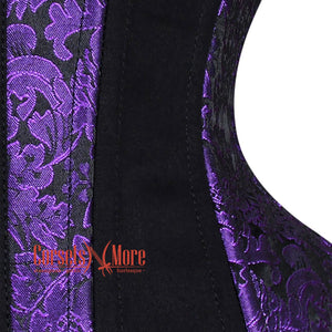 Plus Size Purple and Black Brocade Gothic Underbust Waist Training Corset