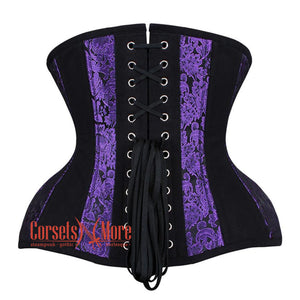 Purple and Black Brocade Gothic Underbust Waist Training Corset